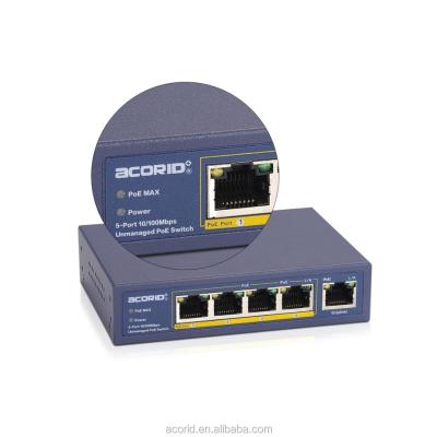 China LACP Shenzhen Acorid 4 Port PoE Switch Unmanaged 10/100Mbps Smart Switch for sale