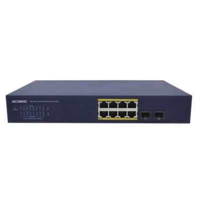 China POE Port Gigabit PoE 8 Switch +2 1000M SFP Fiber Slots for sale