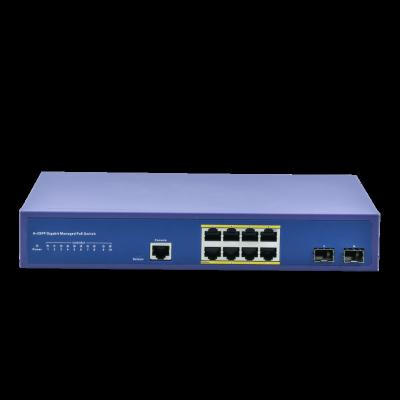 China LACP Promoted Full Gigabit With Port SFP L2 Uplink 150W 10 Managed PoE Network Switch For IP Camera for sale