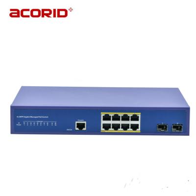 China High-Efficient LACP Full Gigabit With Managed SFP Uplink 150W 10 Port Layer 2 PoE Switch For CCTV for sale