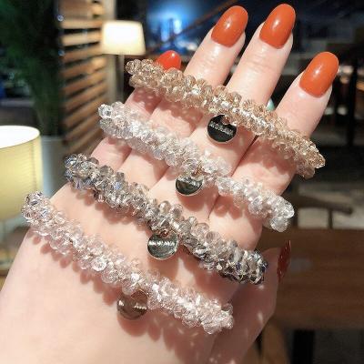 China Hot Selling Leather Women's Hair Band Korean Crystal Hair Band Single Dual-Use Single Main Dual-Use Rope Bracelet Hair Accessories Rope Hair Binding Accessories For Girls for sale