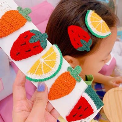 China Autumn elegant wool fruit candy color hairpins Amazon hair knitting accessories border hair accessories children new border for sale