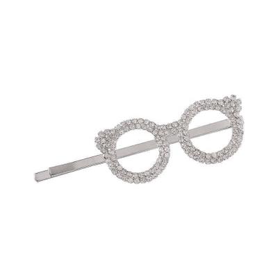 China 2022 Gorgeous Snap Glasses Shaped Hairpin Creative Silver Personalized Fashion Hair Accessory Glass Hair Decoration Rhinestone Platypus Clip for sale