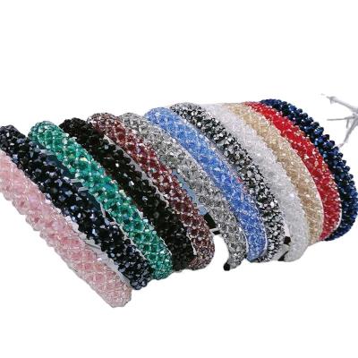 China Korean Four-Row Band Diamond Hairclip Headdress Simple Crystal Hairband HEADBAND And Female Soft Wide Edge Hairpin High Quality for sale