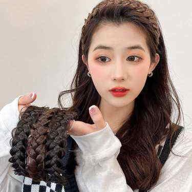 China Hair Accessories Non Slip Fishbone Braid Wig Braid Embedded Hairband Wholesale Women Hair Twist Headband Wash Face Hair Braided Accessories for sale