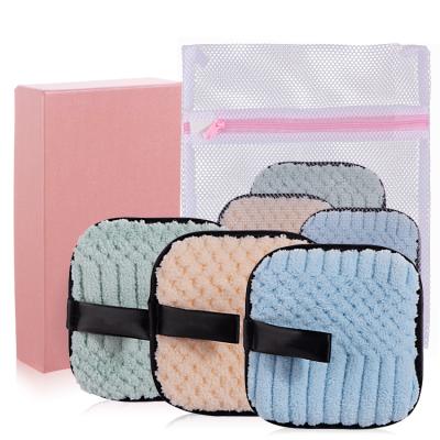 China Corn Facial Eco-Friendly Square Fleece Remover Makeup Remover Reusable Washable Pads With Bag for sale