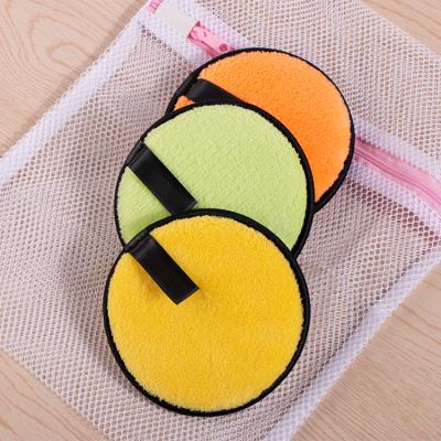 China Facial Remover 2022 New Arrive Orange Microfiber Pads Super Soft Washable Organic Cotton Reusable Face Pads Customs Logo for sale