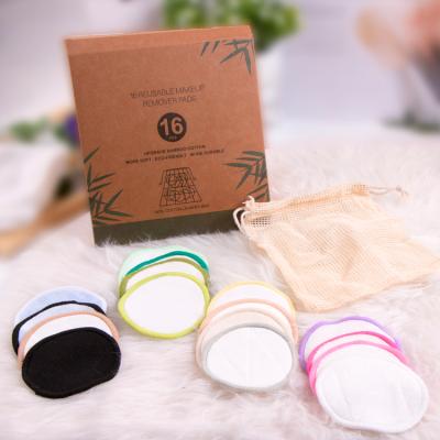 China Fashion / Single Washable High Quality Organic Reusable Bamboo Makeup Remover Pad In Kraft Paper Box for sale