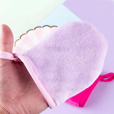 China Hot Popular Face Women Eyes Flannel Fabrics Gloves OEM Facial Spa Glove Makeup Remover Cleansing Gloves for sale