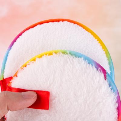 China 2021 New Arrival Makeup Remover Makeup Remover Pads High Quality Reusable Rainbow Color Makeup Remover Microfiber Pads for sale