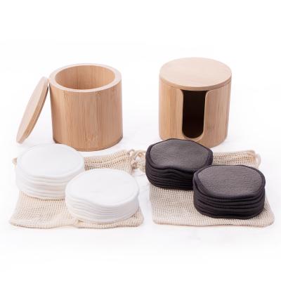 China Fashion / Simple 2021 New Arrive Bamboo Box 16pcs Bamboo Cotton Make Up Remover Pads With Cotton Net Bag for sale