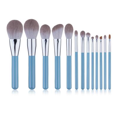 China Angular Blush 2020 New Arrivals Cosmetic Brush 13pcs Blue Makeup Brushes Makeup Brush Set Wooden Style for sale