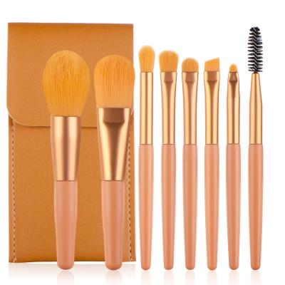 China Angular Blush High Quality Vegan Cruelty Free Makeup Brushes Orange 8pcs Macaron Foundation Makeup Brush Set for sale