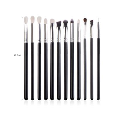 China Angular Blush 12pcs Handle Crease Highlight Eyeshadow Custom Natural Black Blending Eyebrow Brush Set for sale