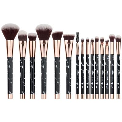 China Angular Blush Private Label Aliexpress Top Sale 15 Pcs Three Colors Marble Color Professional Makeup Brush Set for sale