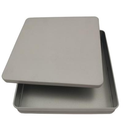 China Rectangular Food Tins Plain Hinged Metal Packing Case Matte Black Tin Container White Silver Metal Tins Box for sale