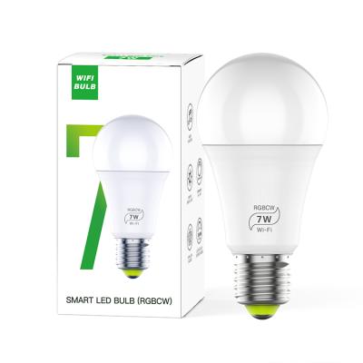 China Indoor Smart App Modify Installed One Shape 500Lumen 2700-6500K E26 E27 B22 7W Led RGB WW CW Bulb Lamp for sale