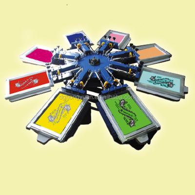 China Garment shops hoystar 8 color manual screen printing press for sale