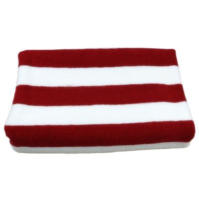 China Wholesale Kid Safe Red Cotton Hotel Pool Towel Striped Beach Towels for sale