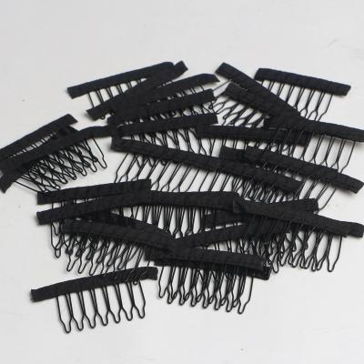 China Black Home and Salon 7 Tooth Color 30mm Wig Comb Clips Metal Hair Combs For Making Wigs Clips for sale