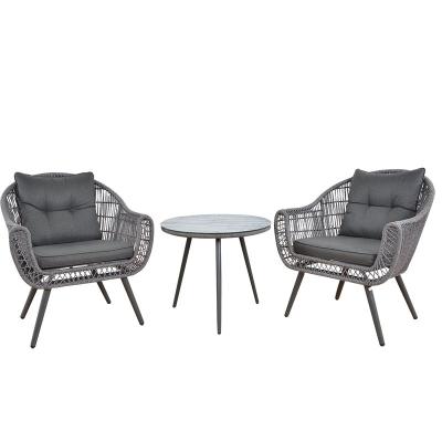 China Modern 3pcs Steel Rope Sofa Set Two Sofa Table Veranda Balcony Garden Leisure Furniture Outdoor Table One And Chair Have Rest for sale