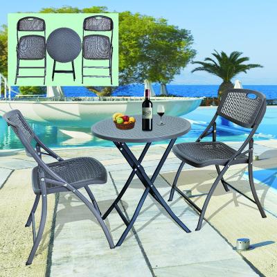 China Modern Patio 3PCS Folding Set With 60 PCS Round Chair Table +2 Folding Table 1PC Outdoor Furniture for sale