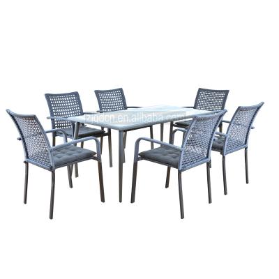 China Garden set outdoor funiture leisure garden dinner set 1pc table+6pcs stacking chair small meeting table set for sale