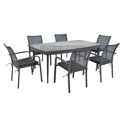 China Garden set outdoor funiture leisure garden dinner set 1pc table+6pcs stacking chair small meeting table set for sale