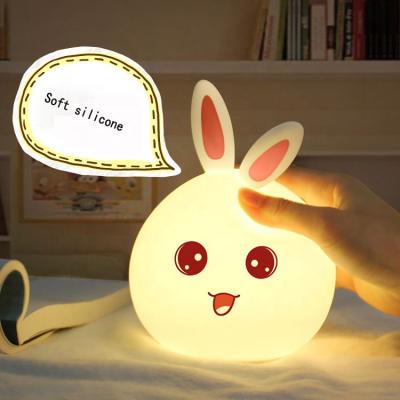 China Modern Hot Selling Cute Rabbit LED Night Light Baby Touch Light Kids Toys Color Silicone LED Remote Control Night Light for sale