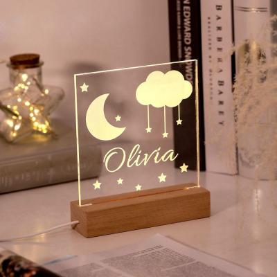 China Modern Custom Creative Acrylic Table Lamp RGB Desk Lamp RGB Wooden Low Home Decor Kids Room Decor DIY Photo Gift 3D Illusion Wooden Night Light for sale