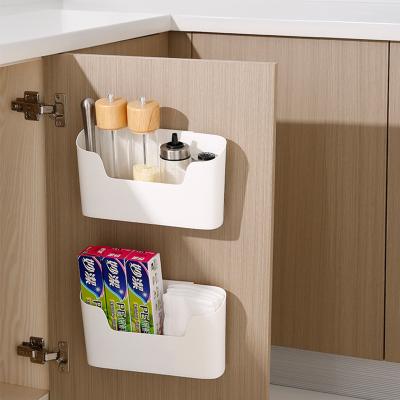 China Self Adhesive Wall Mounted Storage Box Kitchen Storage Box Viable Sundries Storage Box for sale