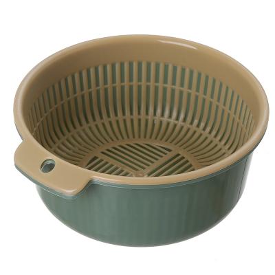 China Double-Layer Kitchen Vegetable And Fruit Cleaning Storage Sustainable Multifunctional Plastic Drain Basket for sale