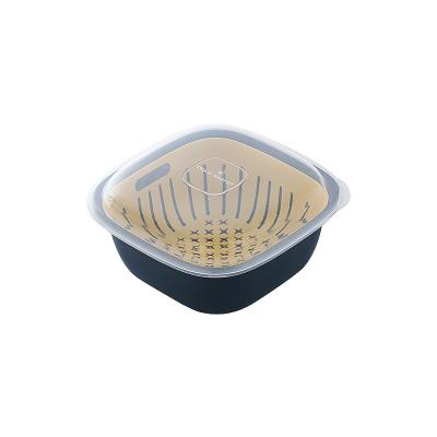 China Sustainable creative multi-function double-layer covered plastic kitchen refrigerator drain box fresh-keeping fruit receiving basket for sale