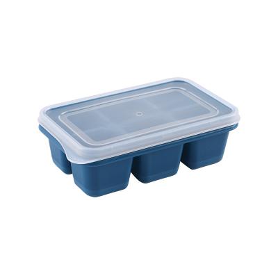 China Viable Square Cooler Six-Connected Silicone Ice Tray with Lid Amazon Food Grade Mash Cheese Jelly Mold Cooler for sale