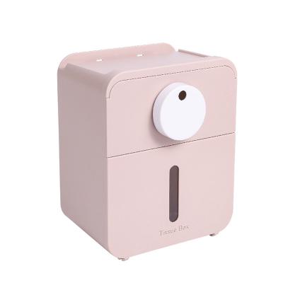 China 2021 new fashion mid century modern creative simple bathroom wallpaper towel box beams box punch free paste pumping waterproof holder for sale