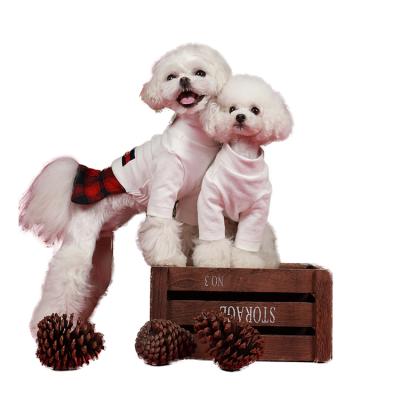 China 2021 Pet Clothes Cute Pets Dog Uniform Designer 95% Cotton Viable Classic English Pet Skirt Plaid Dog Uniform for sale