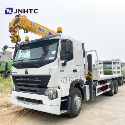 China TRUCK CRANE howo cargo towing excavator transport flatbed truck with hydraulic booms telescopic truck mounted crane for sale for sale