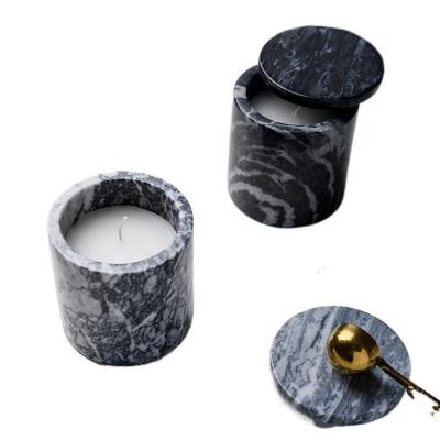 China Home Wholesale Nordic Marble Textured Candle Holder Style Decoration Empty Candle Modern Luxury Empty Custom Marble Jar Candle for sale