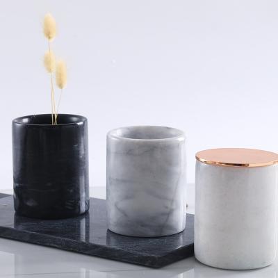 China Home Direct Sale Luxury Textured Candle Holder Factory Decoration Empty Eco-friendly Empty Custom Marble Jar for sale