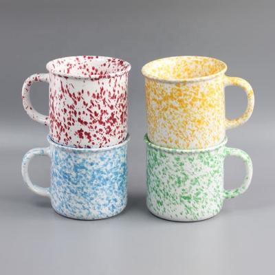 China Korean Central Statistical Niche Viable Caliber Style Red, Yellow, Blue And Green Ink Splatter Ceramic Mug for sale