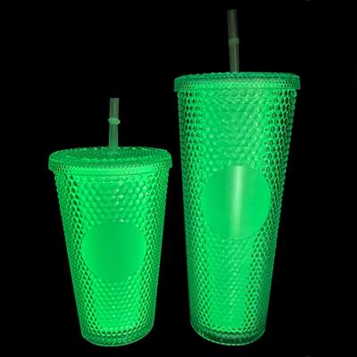 China 2021 Disposable Halloween Christmas Glow In The Dark Tumbler Noctilucent Studded Tumbler Mug New Arrival for sale