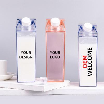 China 17oz 500ml 34oz 1000ml Durable Leakproof Double Wall Water Bottle Tumbler Clear Acrylic Milk Carton Drink Bottle for sale