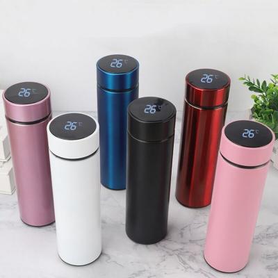 China Customized Viable Smart Water Bottle 304 Stainless Steel Wall Mounted Laser Logo Gift Box Led Touch Double Bottle for sale