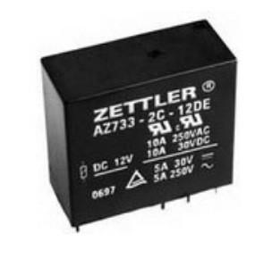 中国 穴を通したAZ733-2C-12D ZETTLERの電気機械リレーDPDT 10A 12VDC 650Ohm 販売のため