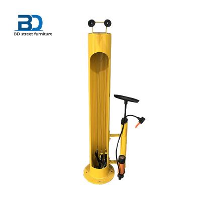 China Carbon Steel Fixit Work Bike Stand Air Kit Prime Pump Bike Repair Deluxe Full-Equipped Outdoor Public Stations with Gauge and Tools for sale