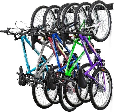 China Transport Bicycles Wall Mount Hanger Bike Parking Rack 6 Adjustable Hooks Bike Storage Rack for sale