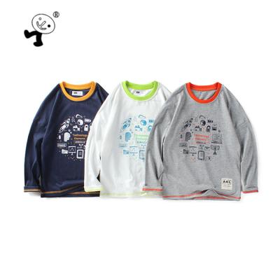 China Custom Made High Quality Oversized Child Clothing Long Sleeve 100% Cotton Boys Supplier T-Shirt Anti Shrink Shirt For Boys for sale