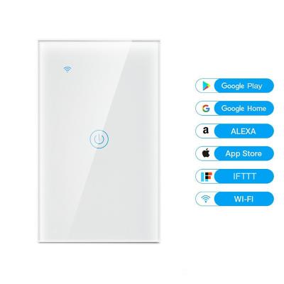 China Support tempered glass smart home google life and amason alexa tuya app support 120 type 1 door way smart wall switches for sale