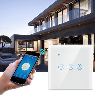 China Standard Single Line 3gang Wall Tuya Smart Life UK EU Wifi Smart Switch Support Google Home and Alexa Voice Control Sync for sale