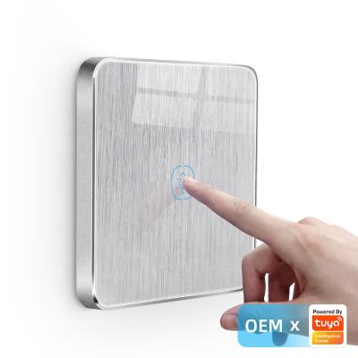 China Tempered Glass + Aluminum Alloy Frame Home Google Zigbee Wall Switch EU Standard Touch 1gang Smart Smart Lamp Switch for sale